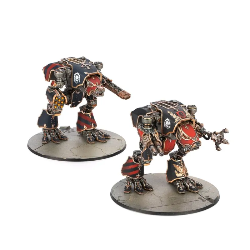 Adeptus Titanicus Legions Imperialis Warhound Titans With Ursus Claws And Melta Lances Adeptus Titanicus Legions Imperialis Warhound Titans With Ursus Claws And Melta Lances